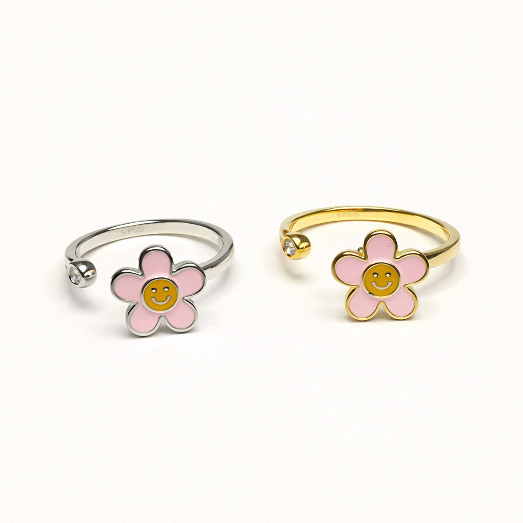 Smile Bloom Spin Ring Collection - Golden Smile Bloom Ring