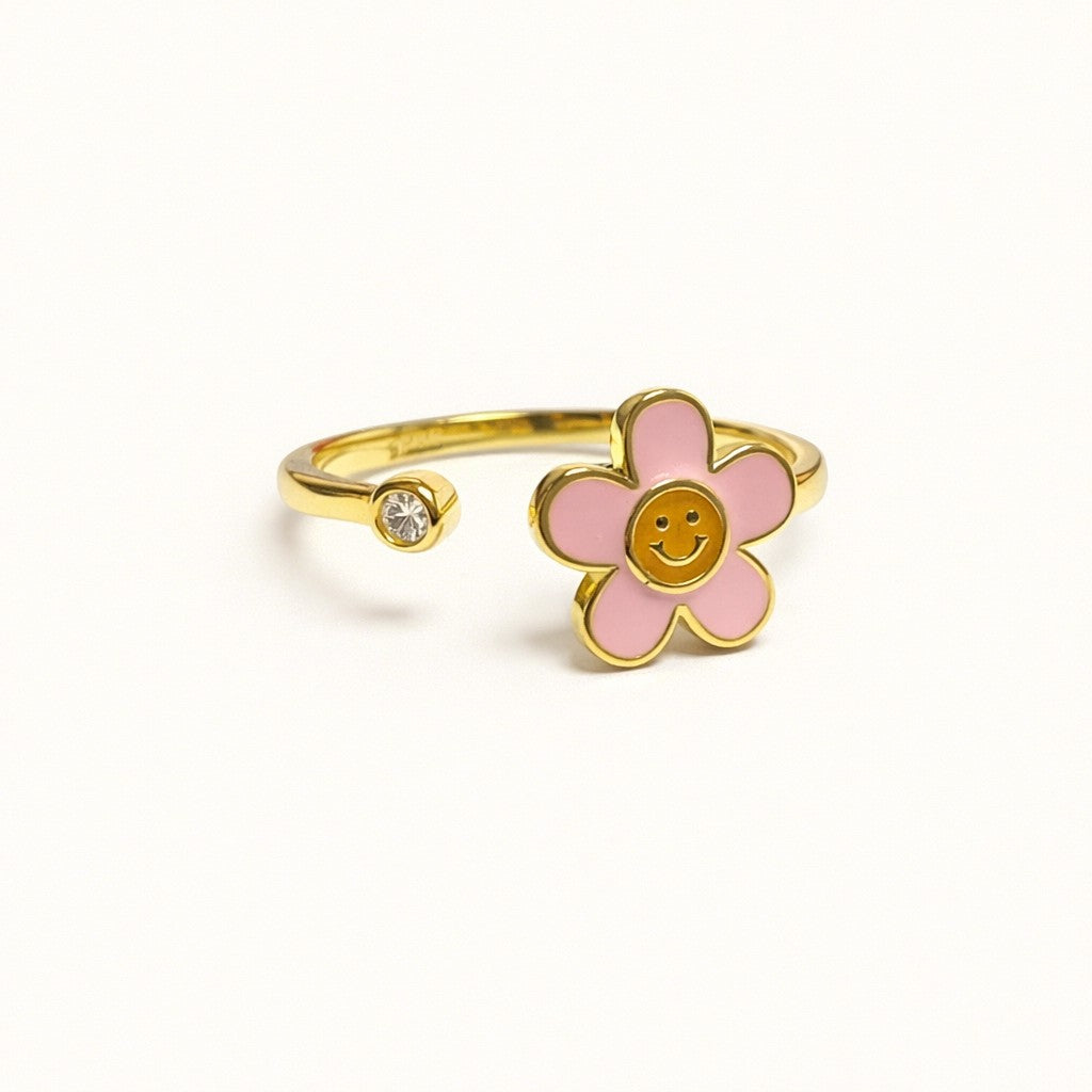 Smile Bloom Spin Ring Collection - Golden Smile Bloom Ring