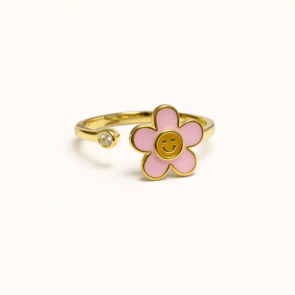 Smile Bloom Spin Ring Collection - Golden Smile Bloom Ring