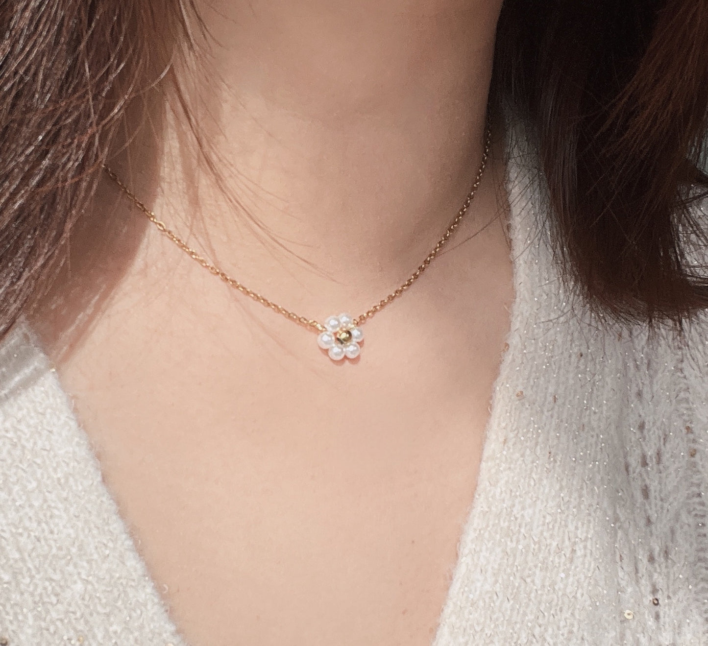 Mini Flower Pearl Necklace