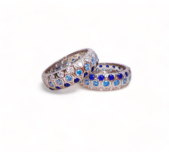 Sterling Silver Colored Blue Fine Jewelry Rings