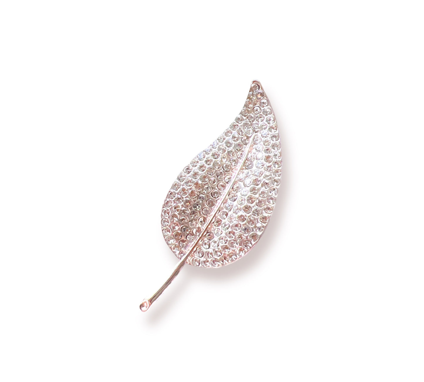 Exquisite White Diamond Leaf Brooch