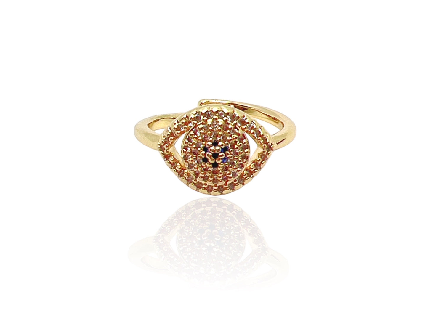 Diamond Zircon Evil Eye Ring - Full Diamond