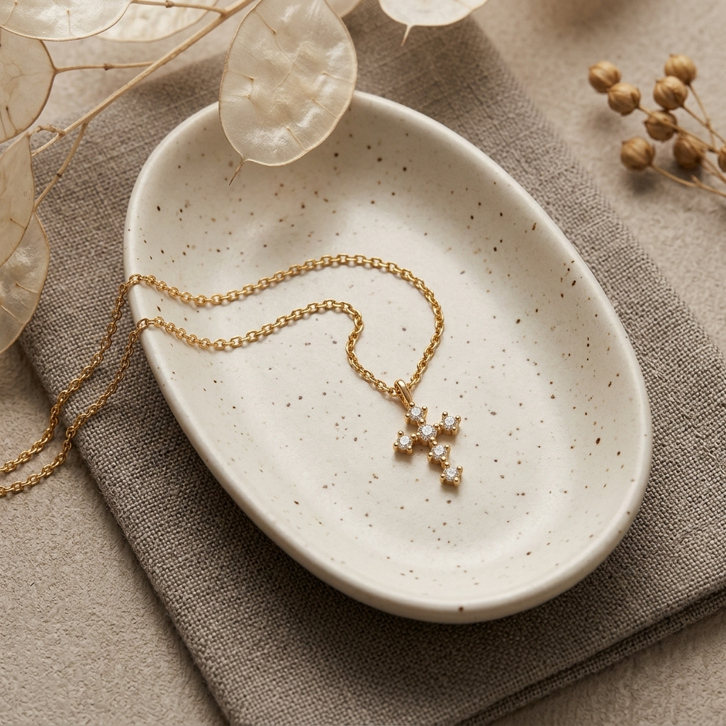 Mini Grace Cross Necklace_Gold