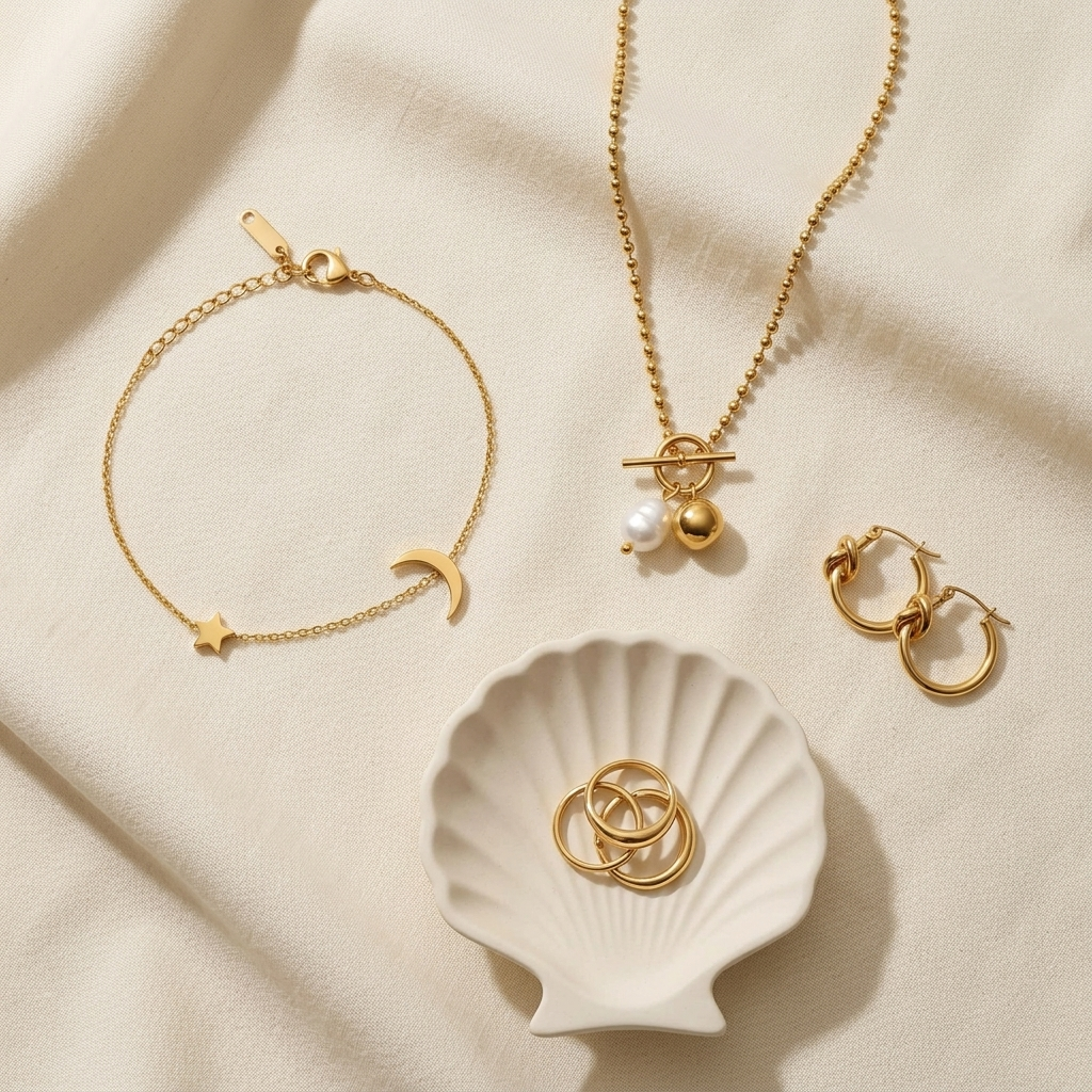 Love Knot Hoops – pair of gold-plated stainless steel hoop earrings with a sculptural knot and snap post closure