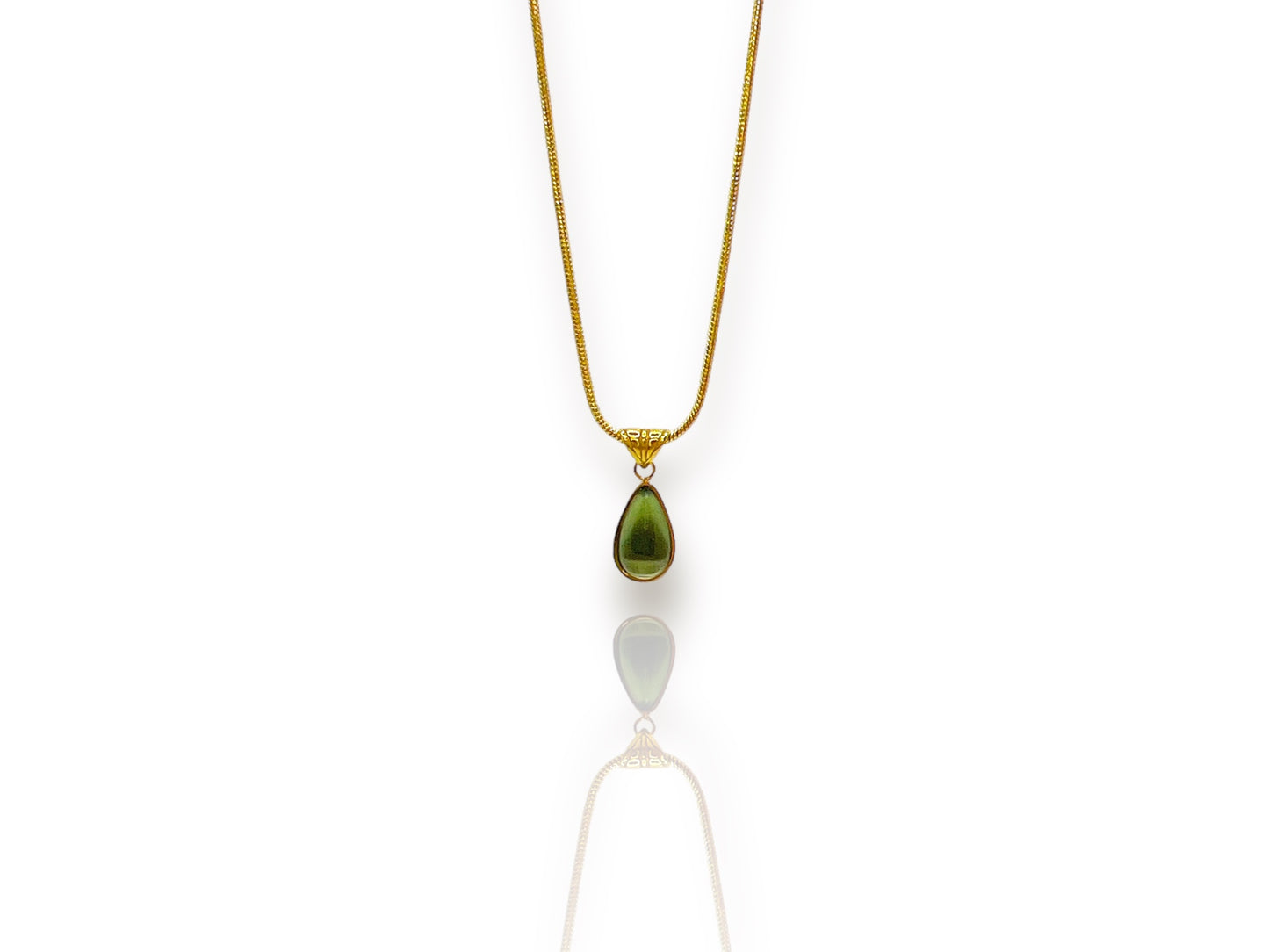 Crystal Tears Necklace - Olive Green