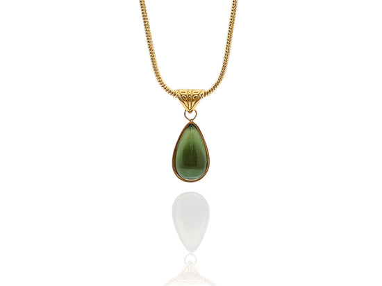 Crystal Tears Necklace - Olive Green