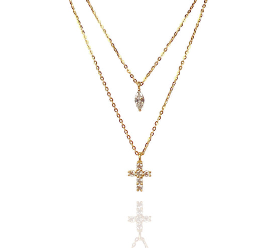 Mini Diamond Cross Necklace