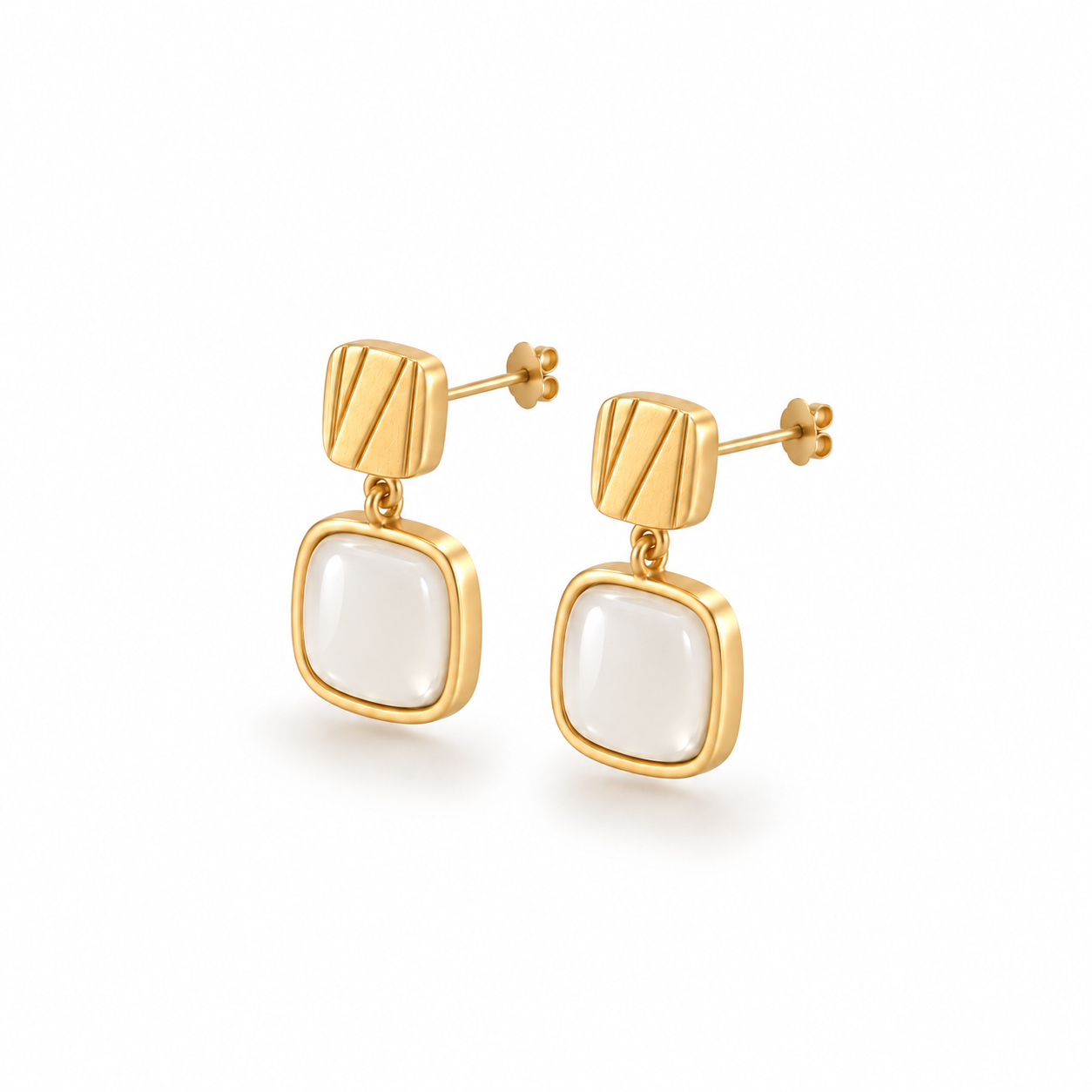 Cornerstone Earrings – Milk White