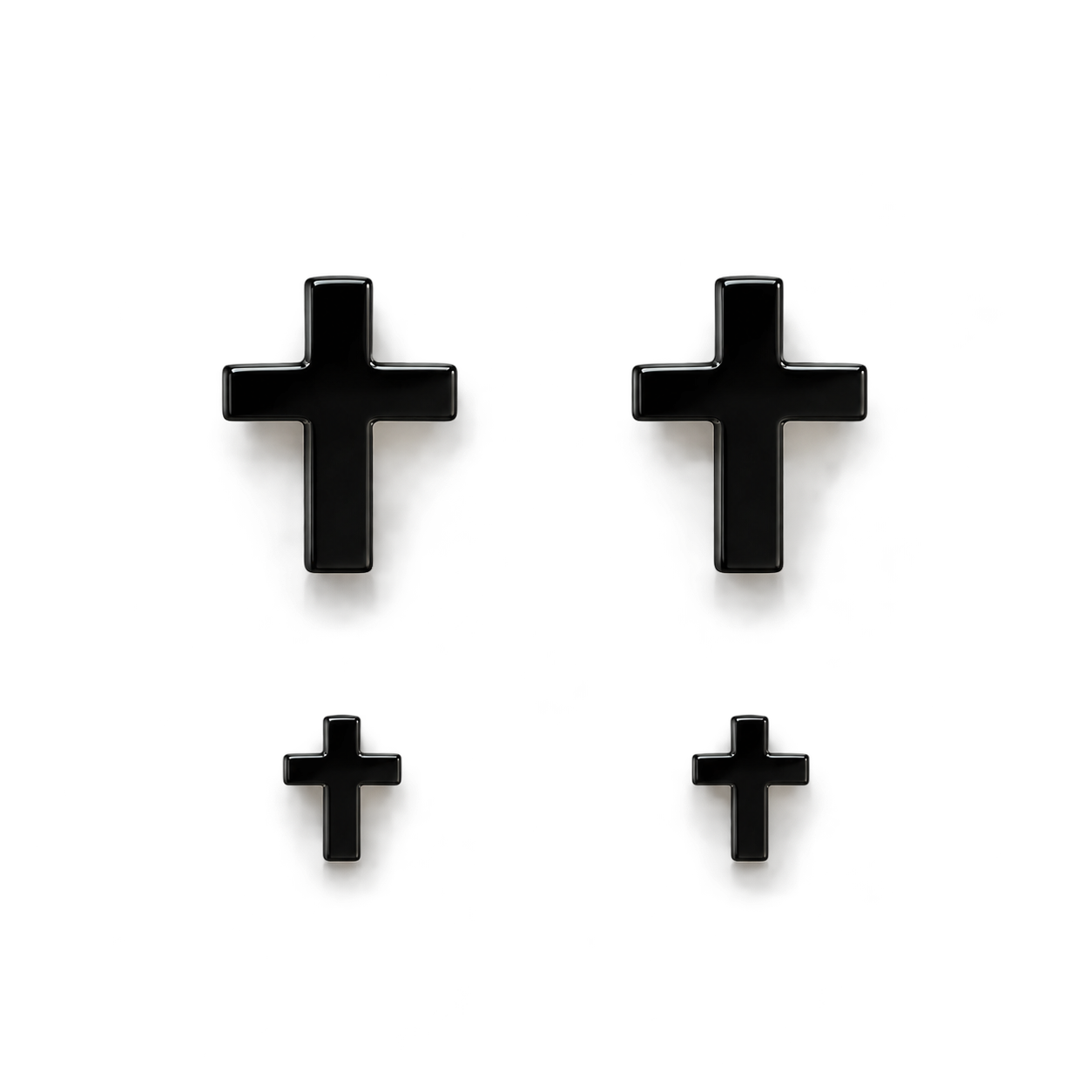 Black Cross Stud Earrings Set