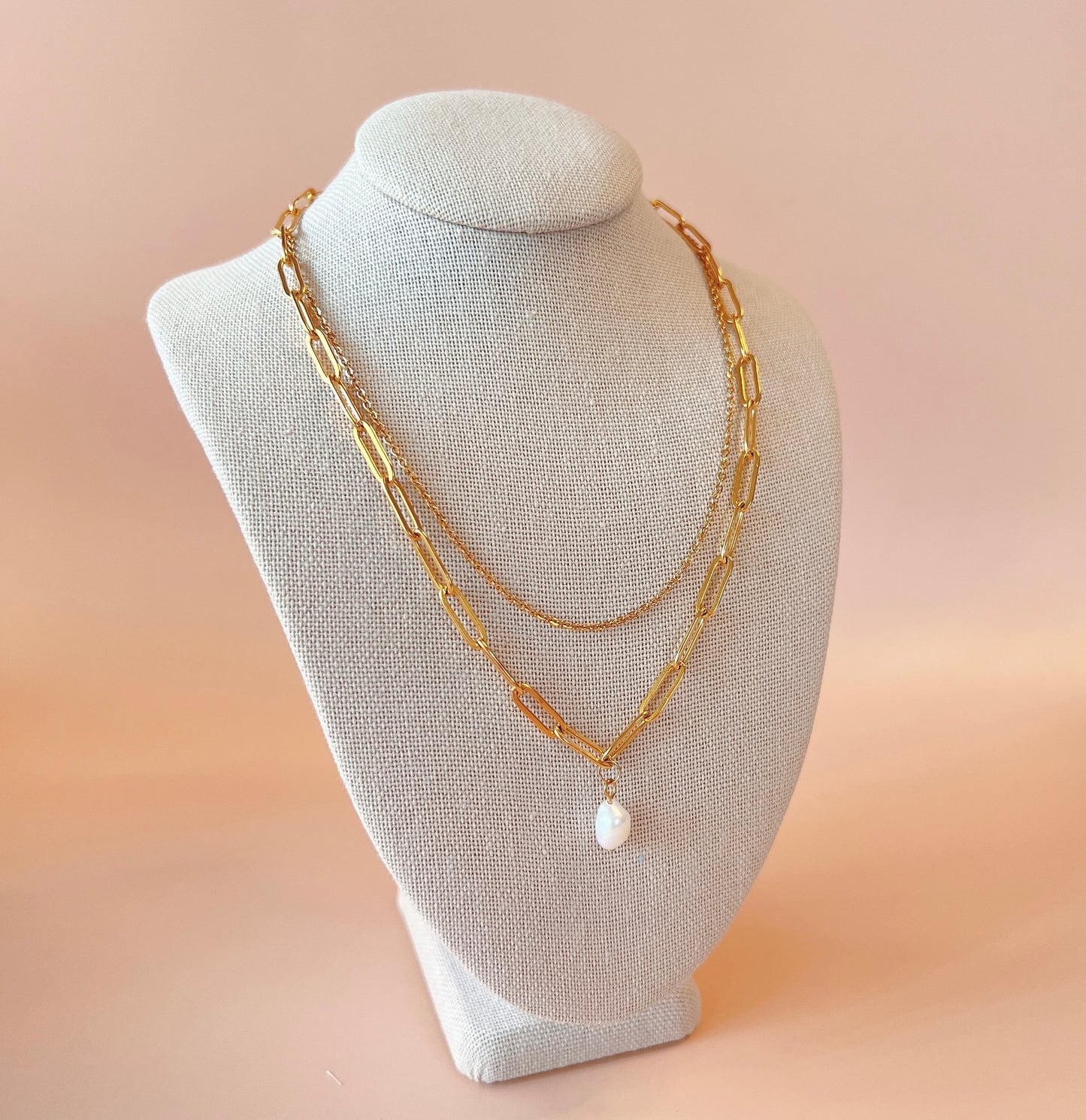 Gold Paper Clip Freshwater Pearls Choker, Necklace, Bracelet, Anklet Jewelry