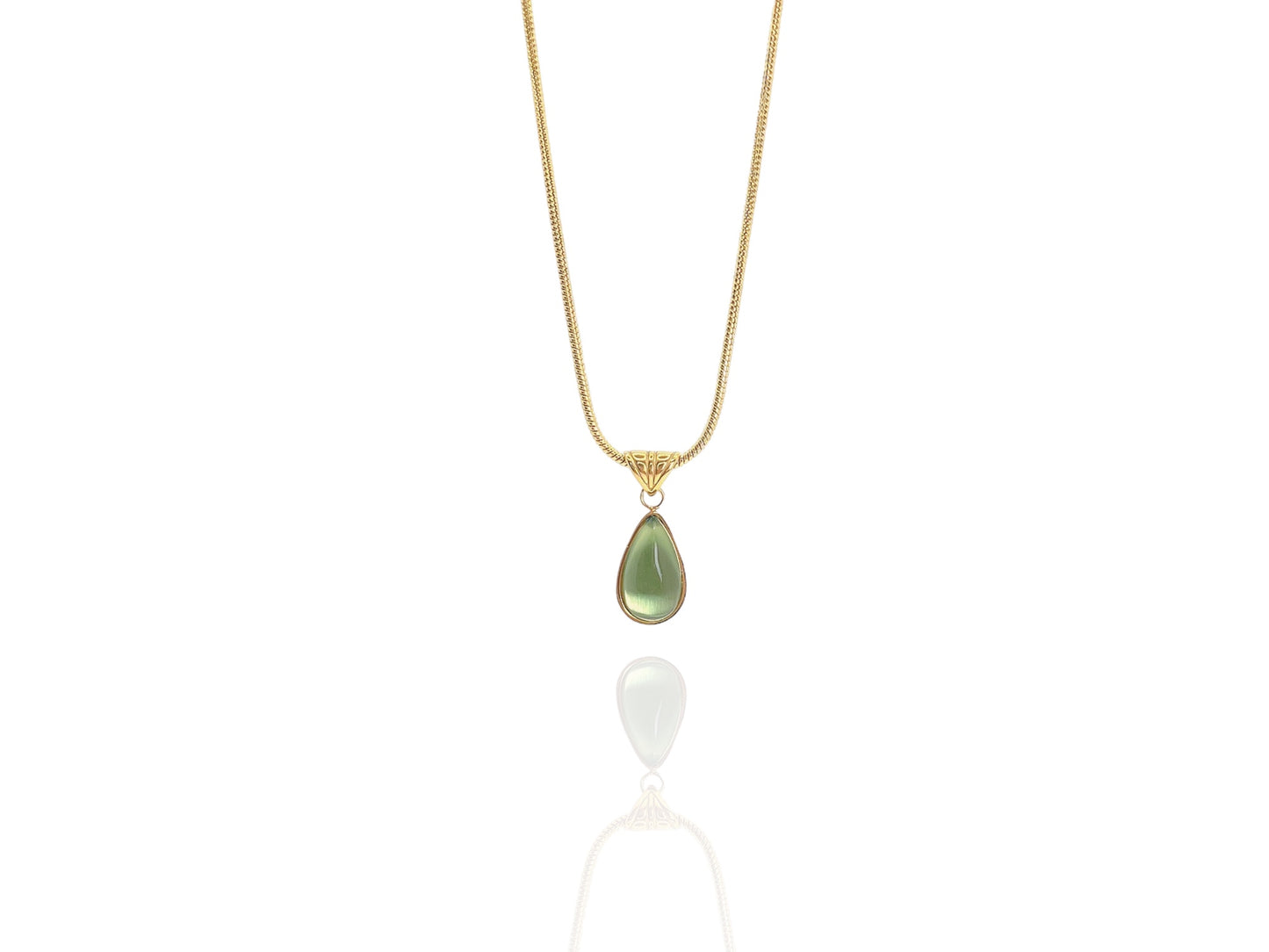 Crystal Tears Necklace - Olive Green