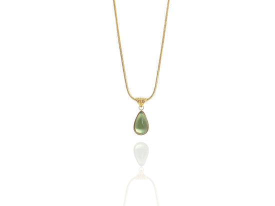 Crystal Tears Necklace - Olive Green