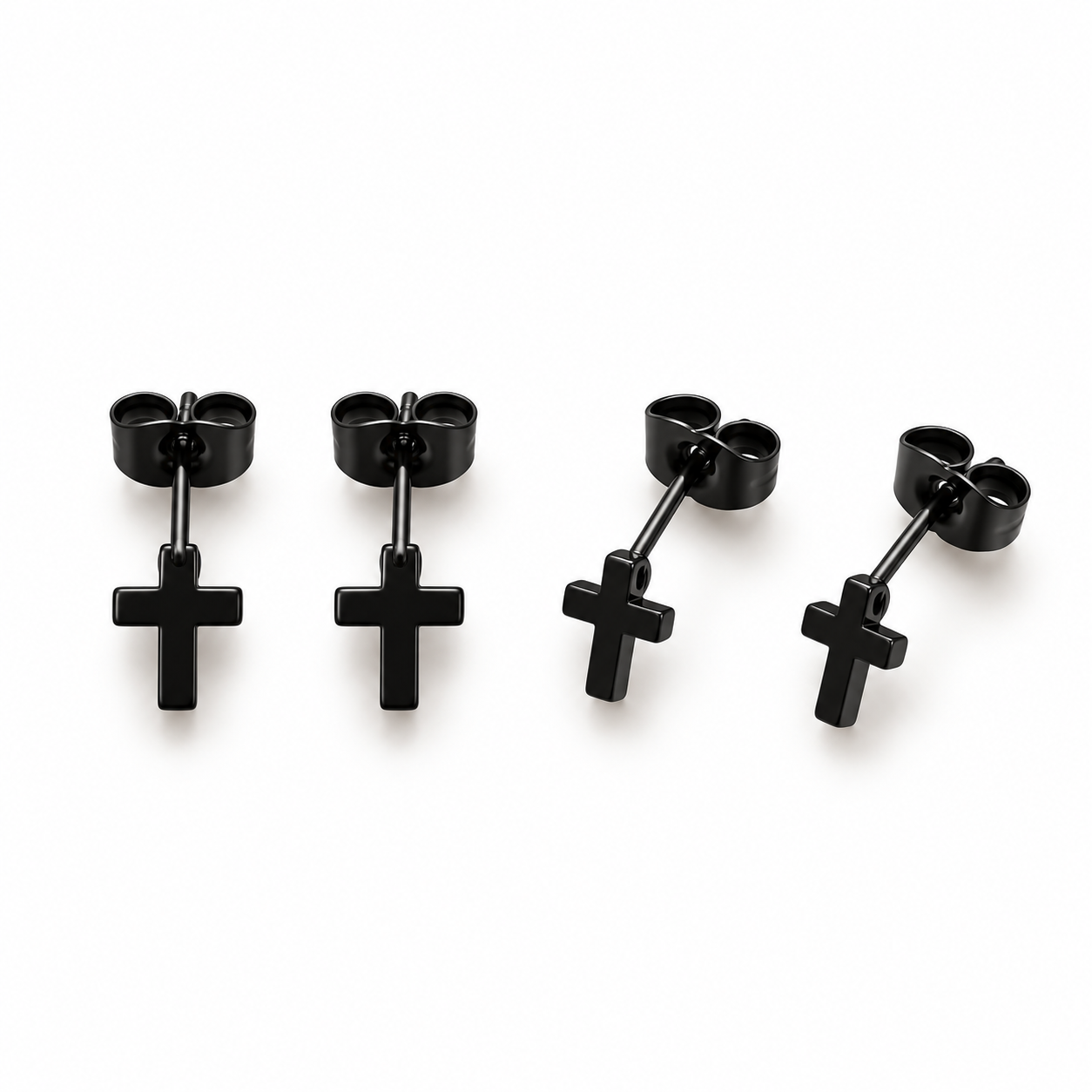 Black Cross Stud Earrings Set