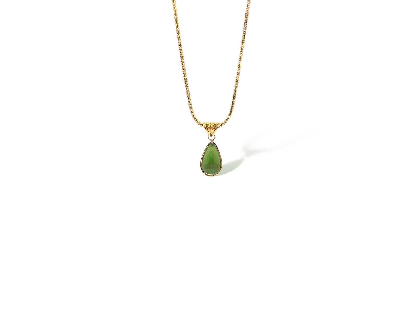 Crystal Tears Necklace - Olive Green