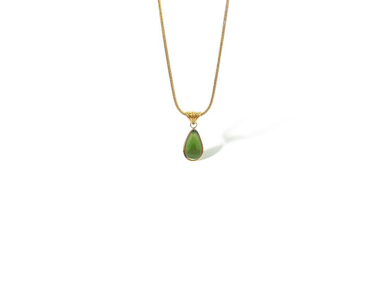 Crystal Tears Necklace - Olive Green