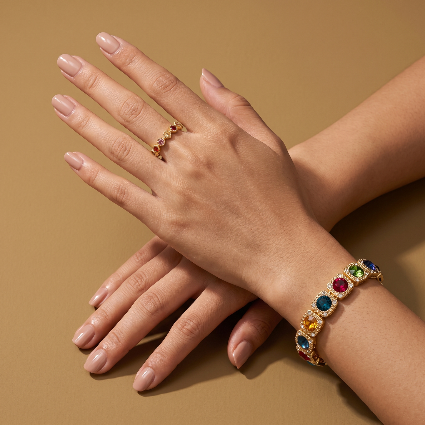 Rainbow Crystal Stretch Bracelet