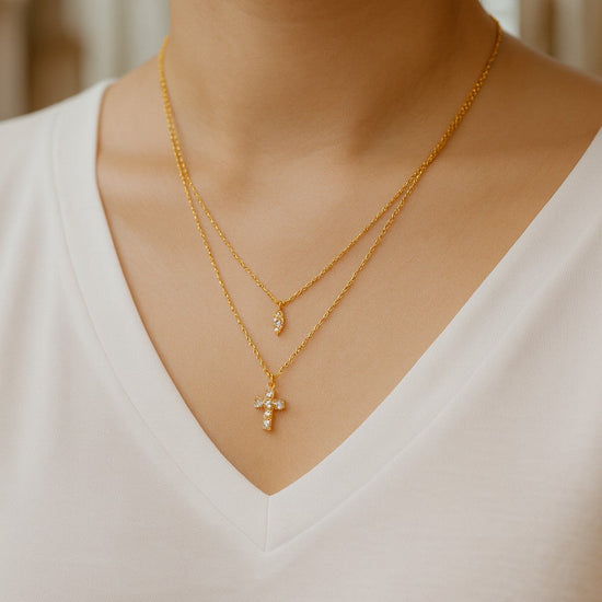 Mini Diamond Cross Necklace